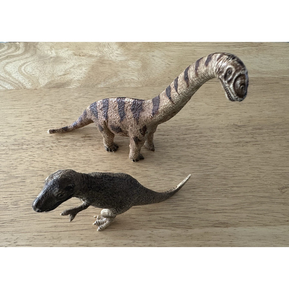 Schleich Dinosaur Brachiosaurus & Tyrannosaurus Rex 2002 Germany Toy Figurine - Picture 4 of 15